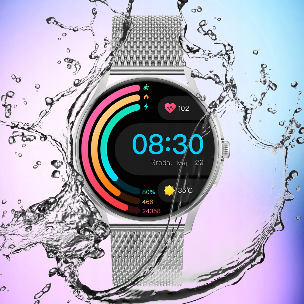 Smartwatch Damski Enter Candice Glukometr Rozmowy EKG pl menu złoty Komunikacja Bluetooth