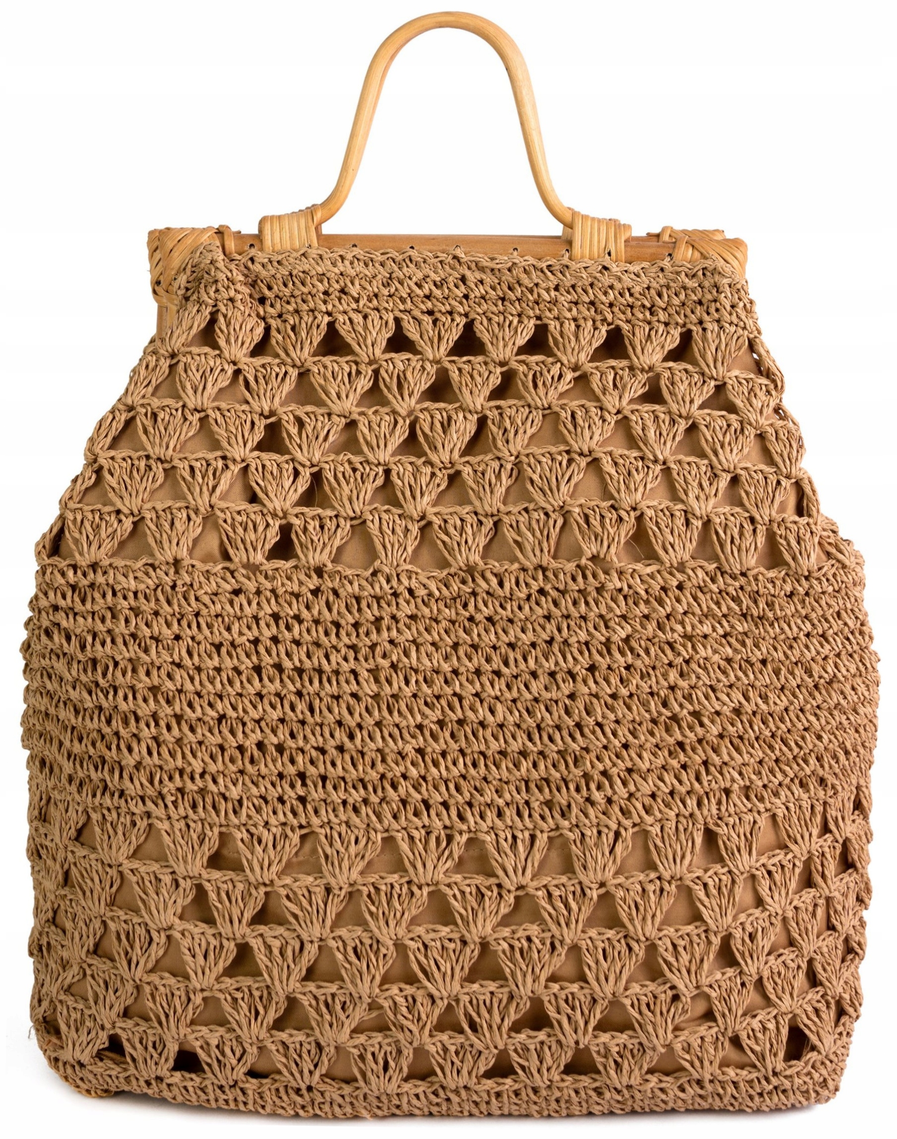 Košík na léto Ellis pletený, elegantní, do ruky, tmavě béžový