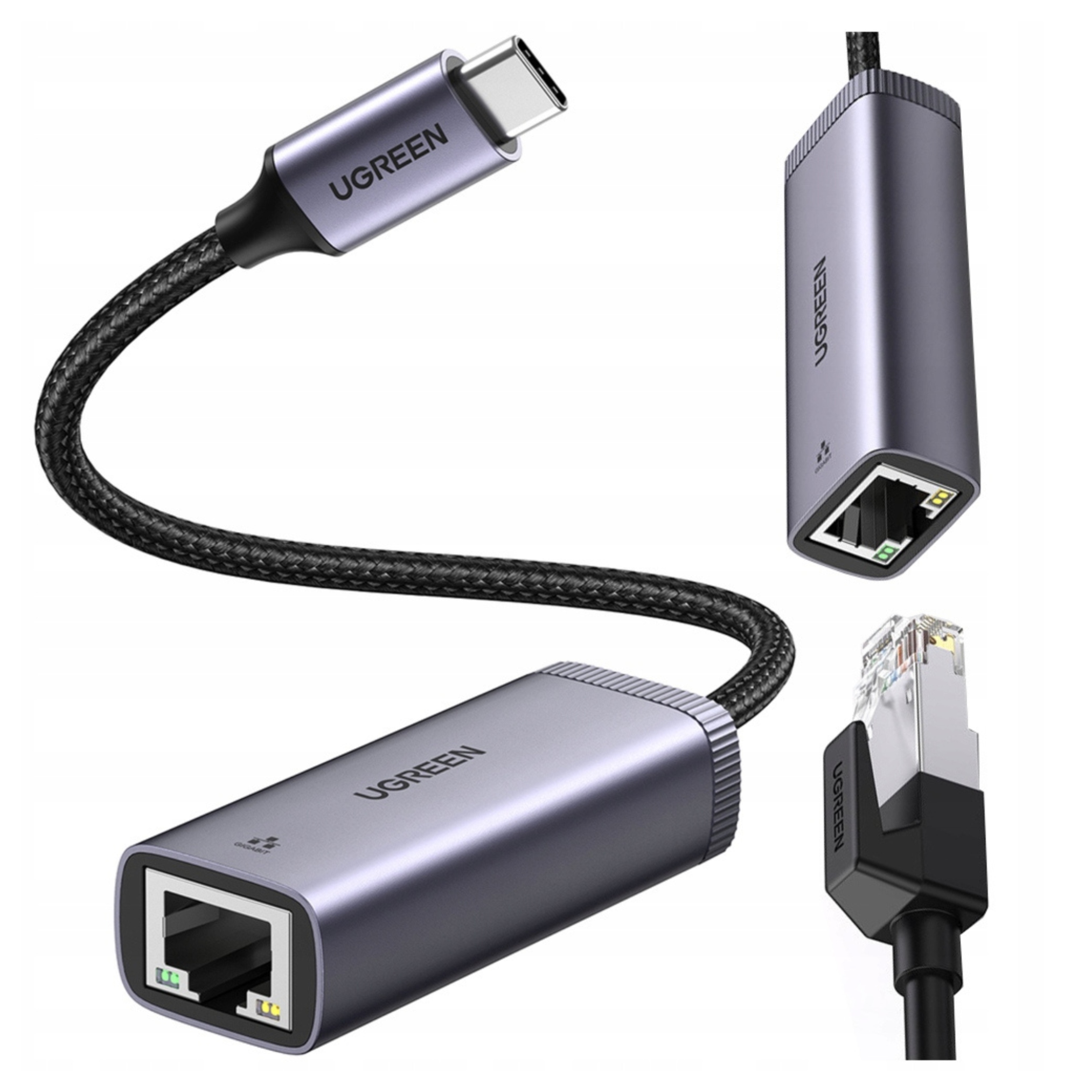 Ugreen Adapter Sieciowy Usb-c Do RJ45 Do Macbooka Telefonu Z Obsługą 1GBPS