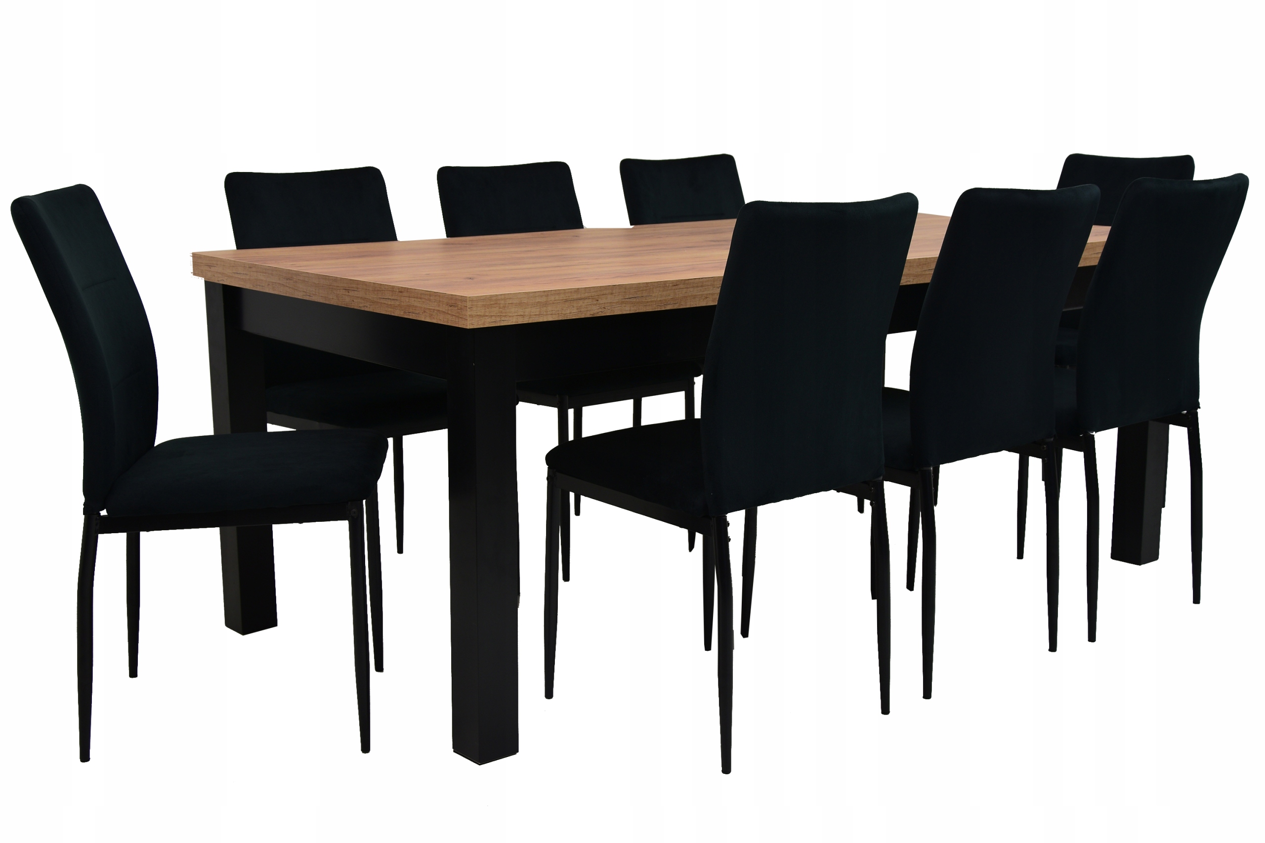 Rozkładany stół 100x200/300 cm Craft 8 krzeseł IK-10 czarne Wzornik
