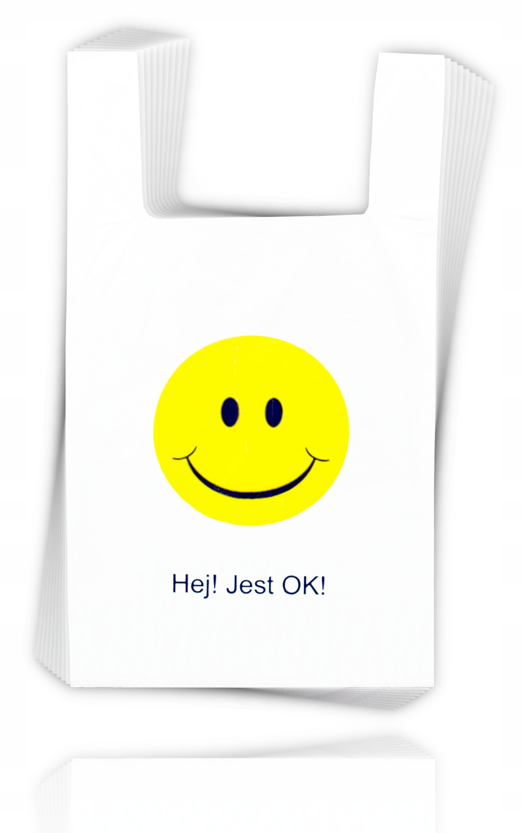 REKLAMÓWKI FOLIOWE HEJ JEST OK TORBY 28X50CM 100szt BUŹKI GRUBE ZRYWKI