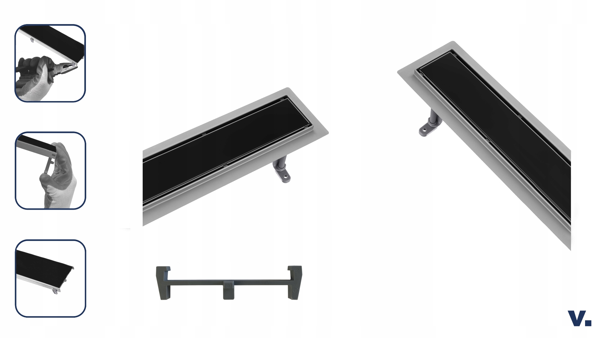 Odpływ liniowy VOGI SZKŁO CZARNE - 60 cm Kod producenta Odpływ liniowy GLASS BLACK 60