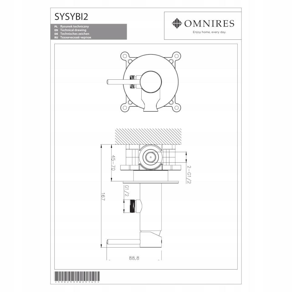 Omnires Y system bidetowy podtynkowy, chrom Kolor chrom