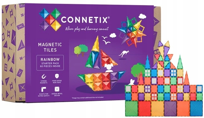 Connetix Klocki Magnetyczne Rainbow Starter Pack 60 Szt
