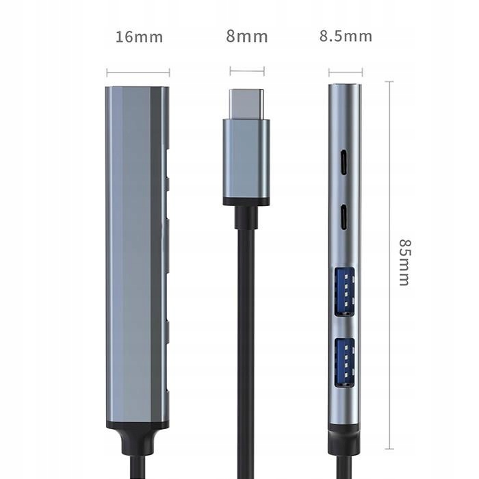 Hub adapter Usb-c 3.1 5w1 Usb-c Pd Usb-c 2x Usb 2.0 Usb 3.0