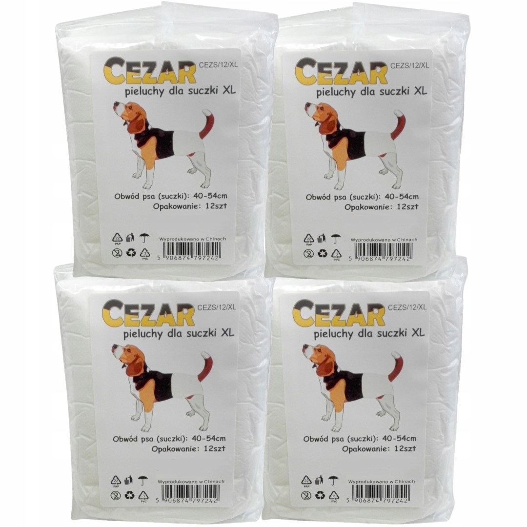 Cezar Pieluchy pampersy dla psa suczki XL 48szt suczka 40-54cm
