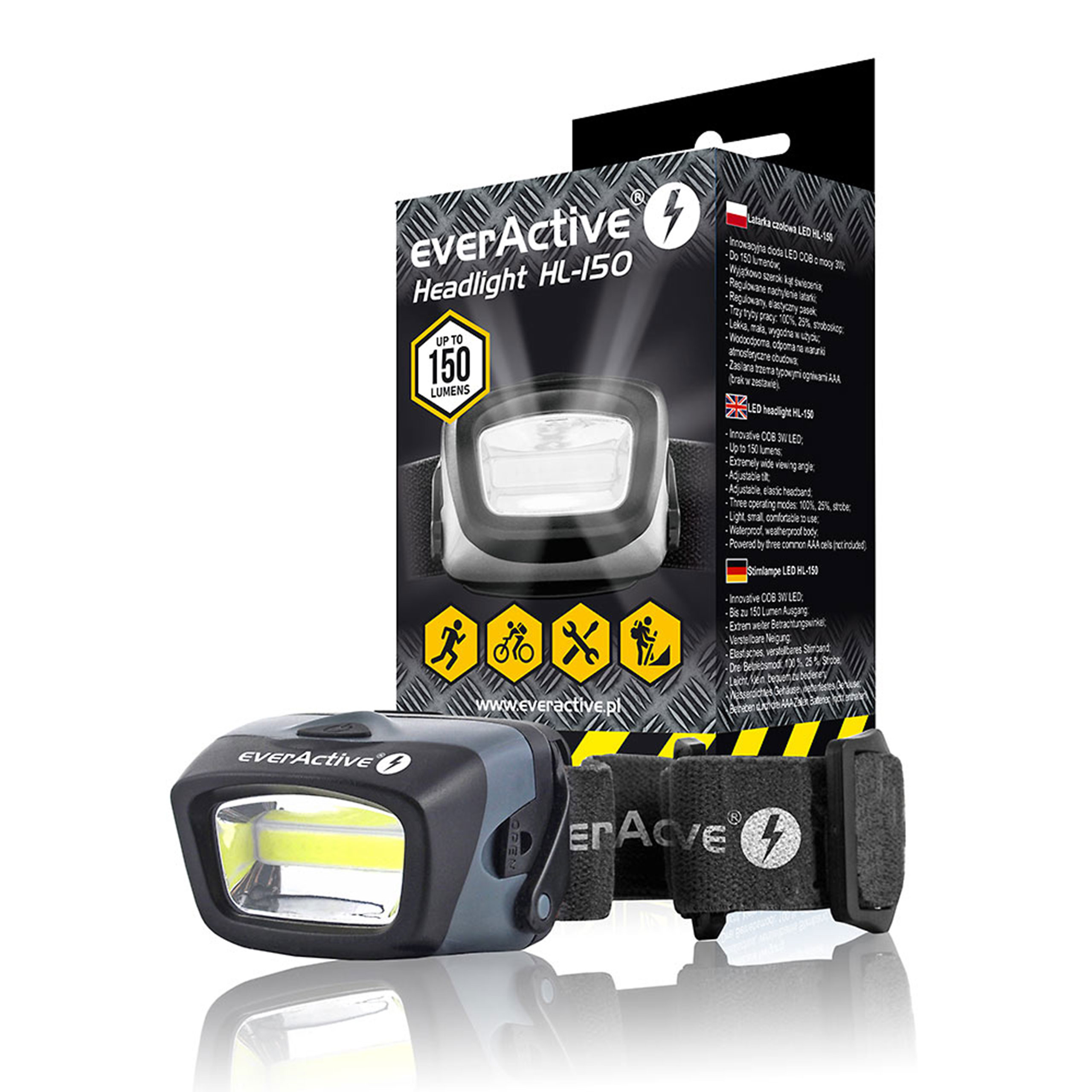 

EverActive Latarka Czołowa Led HL-150 Wodoodporna