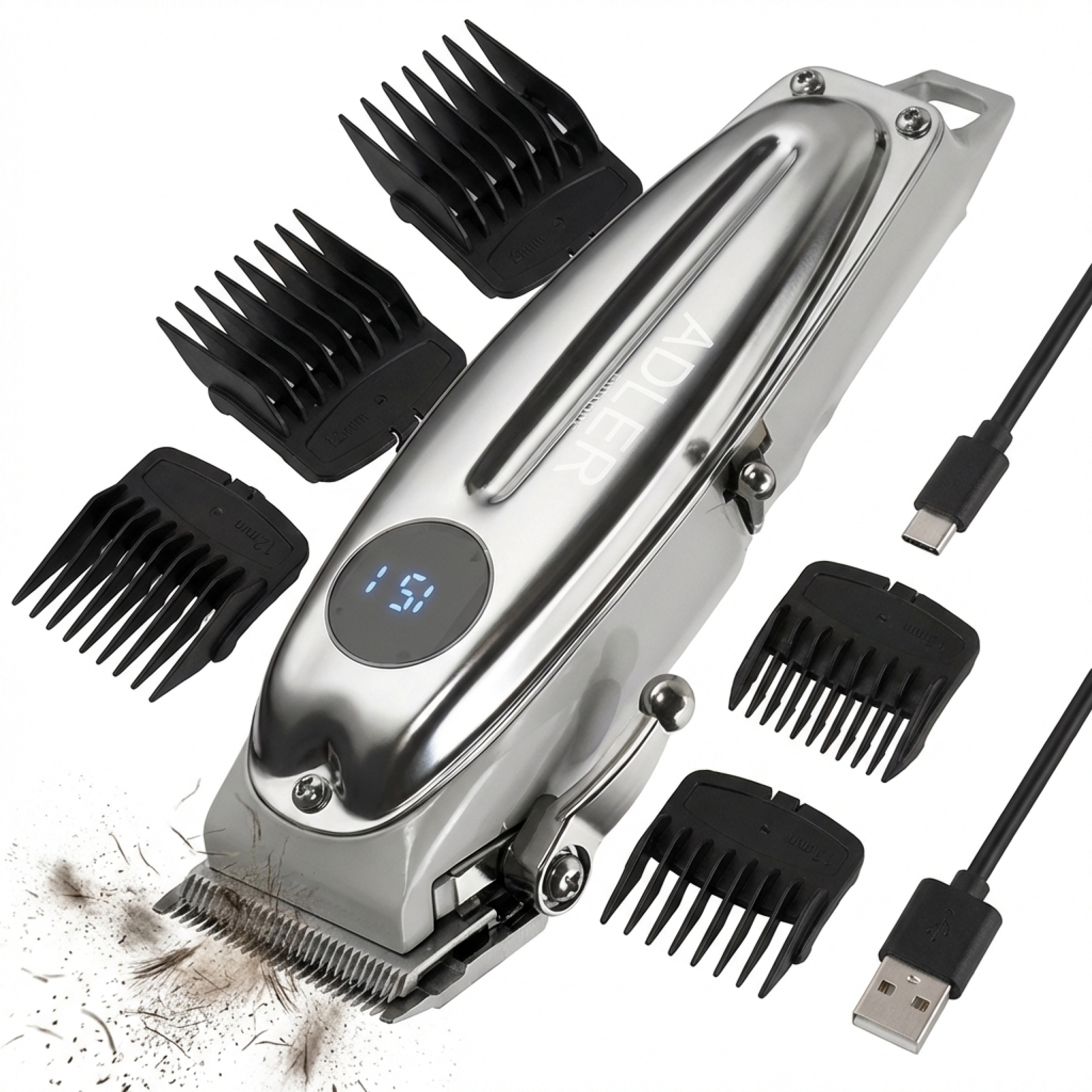 Profesionální Stříhací Strojek Na Vlasy Bezdrátový 100W 180min LCD