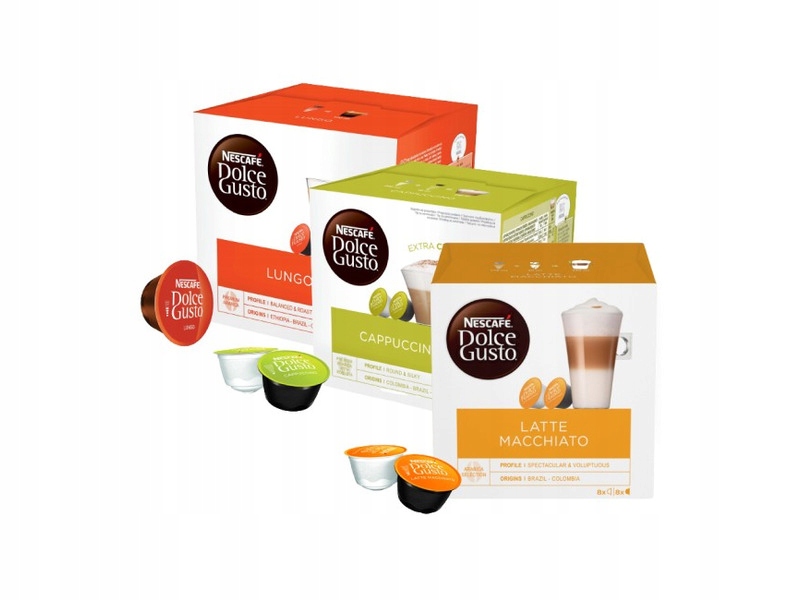 Kapsułki Nescafe Dolce Gusto Latte Macchiato, Lungo, Cappuccino 3 x 16 szt.