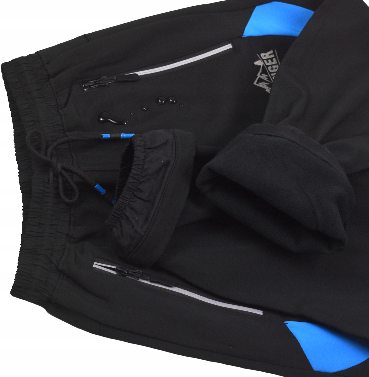 HOLD HANDS Czarne Zimowe SPODNIE Ocieplane Softshell w pasie Guma - 152/158 Wiek dziecka 12 lat +