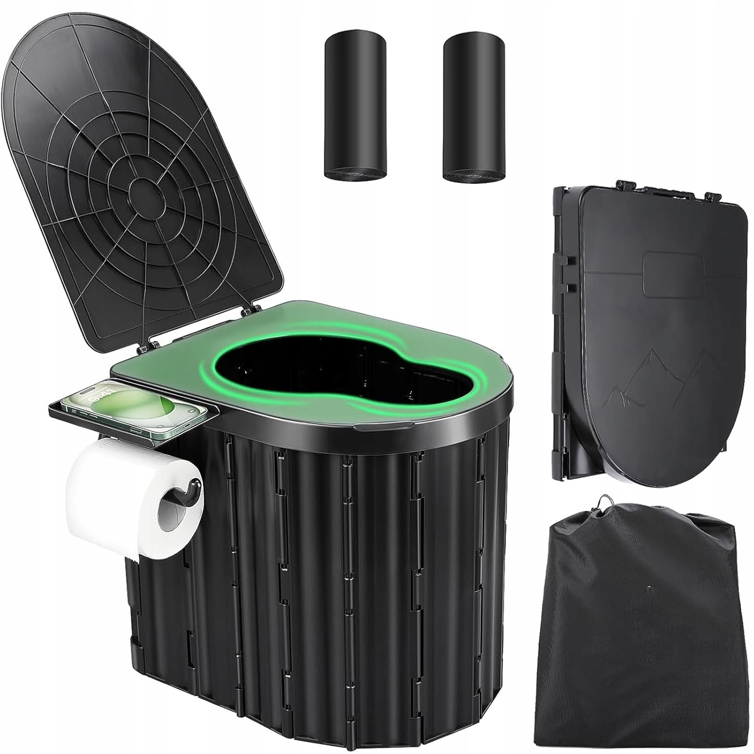 Zewnętrzna Przenośna Składana Toaleta Samochodowa 20L, Nośność 200 Kg