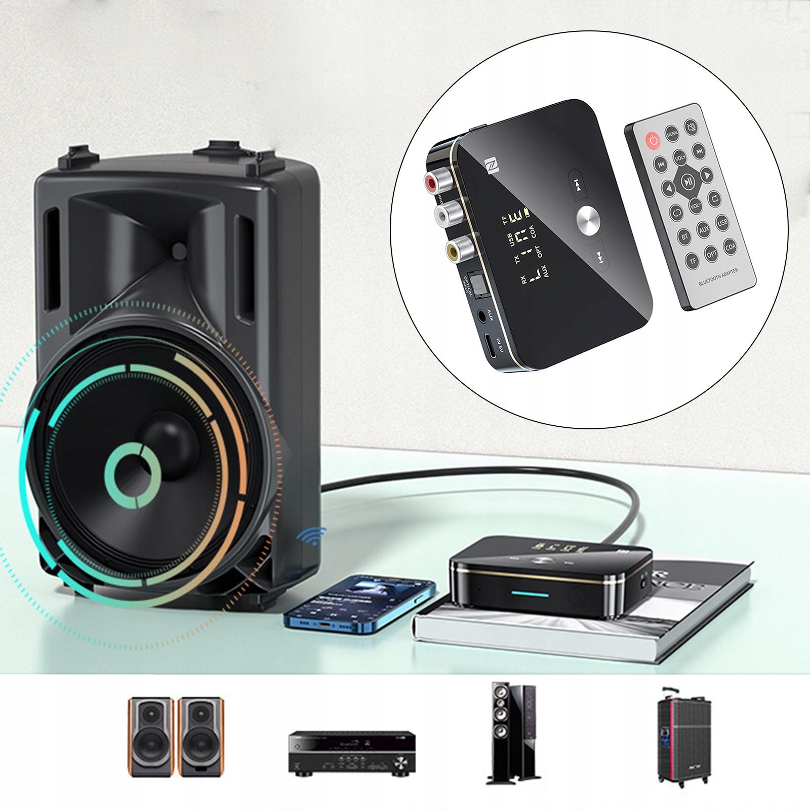 Bluetooth 5.0 Receiver LED Digital Display Black Marka bez marki