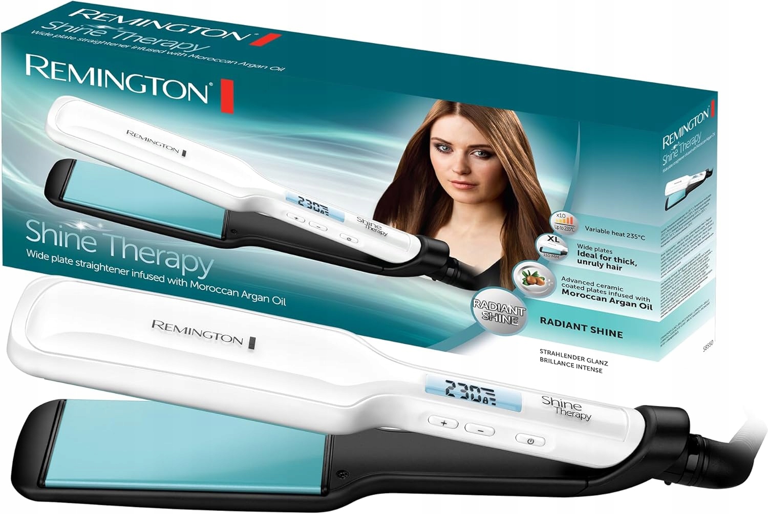 Remington S8550 keramická Žehlička Na Vlasy na vlasy s arganovým olejem, LCD Pro pouzdro