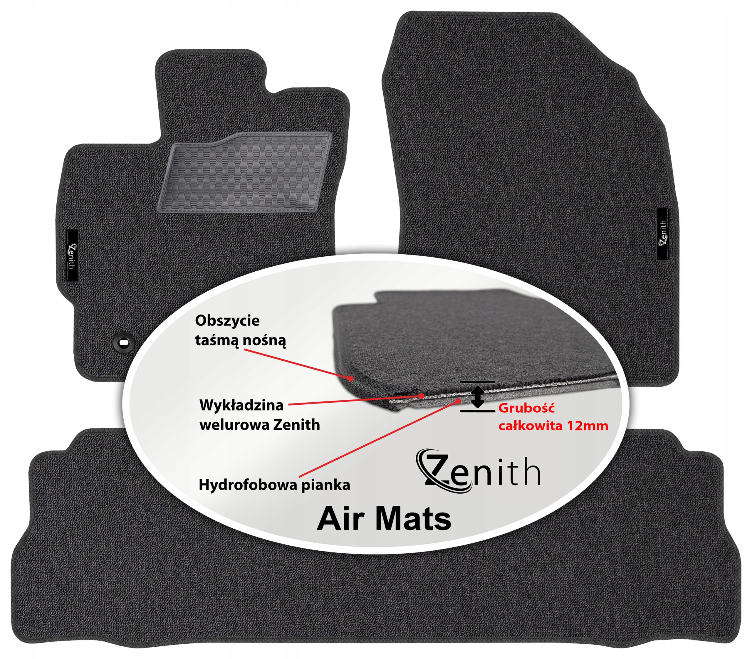 Toyota Prius Plus 5os 2012- Velúrové koberčeky do auta Zenith Air Mats