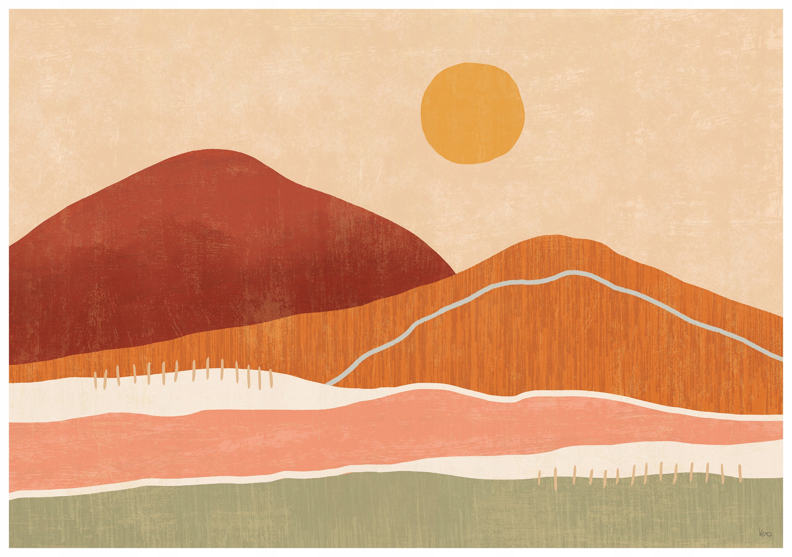 Fototapeta Hory Slunce Příroda Minimalismus Země 350x250 Klid Dům lepidlo