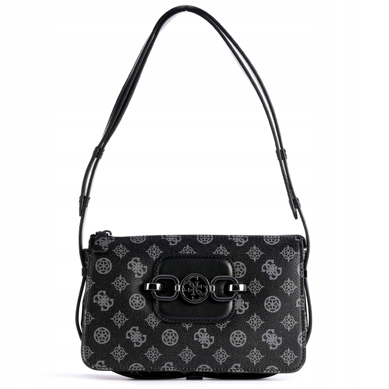 

Guess - Czarna torebka w logo z dużą klamrą