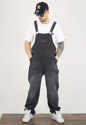 Kalhoty Jigga Wear Baggy Jeans Zahradnické kalhoty Logo Dungarees černé