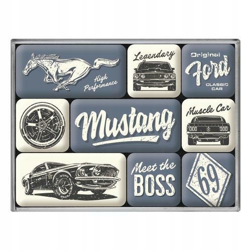 

Zestaw 9 magnesów Ford Mustang The Boss na lodówkę