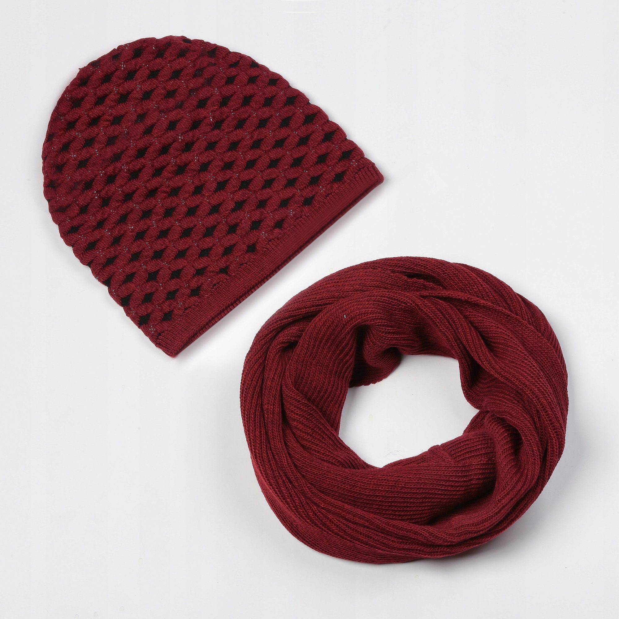 KOMPLET DAMSKI CZAPKA BEANIE + KOMIN JESIEŃ ZIMA Model Z-01