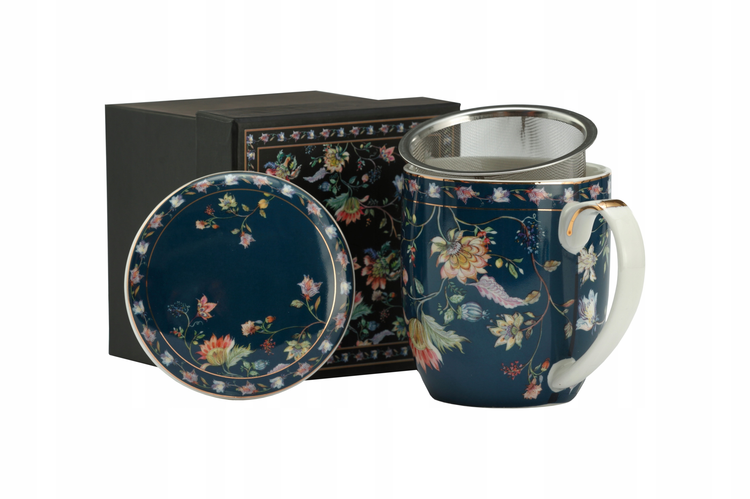 

Piękny Porcelanowy Kubek z Zaparzaczem Kwiaty420ml