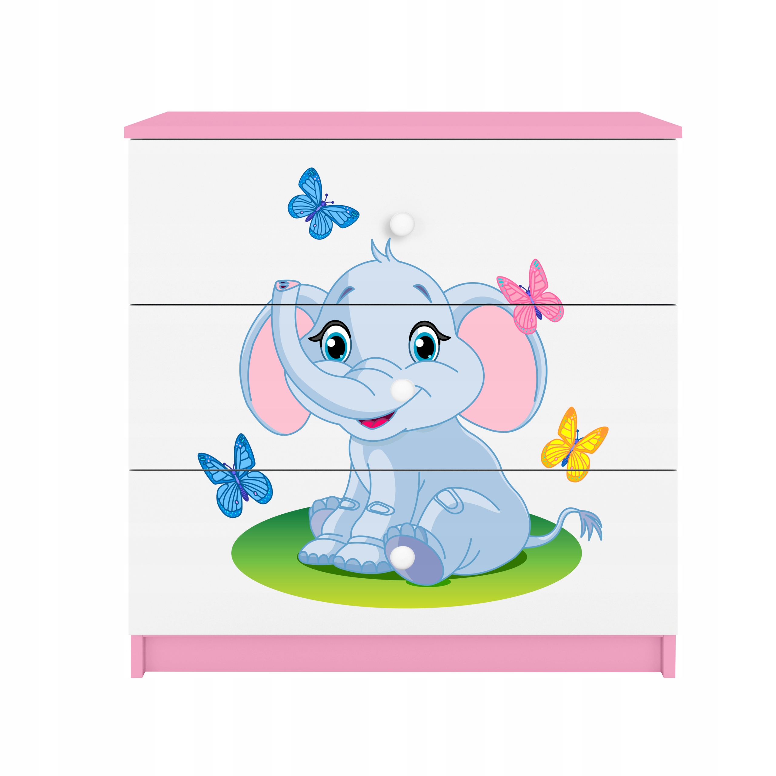 Komoda Babydreams růžová grafika slon 80 cm