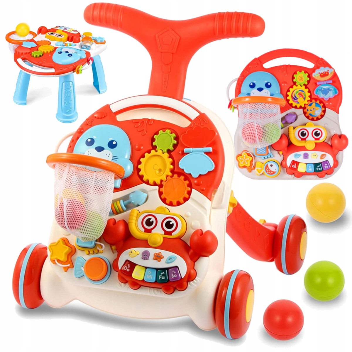 CHODZIK PCHACZ STOLIK EDUKACYJNY PANEL INTERAKTYWNY KOSZYK 5W1 DLA DZIECI Stan opakowania oryginalne