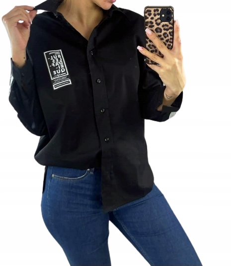 

Stylowa Koszula Z Cyrkoniami czarna L/XL