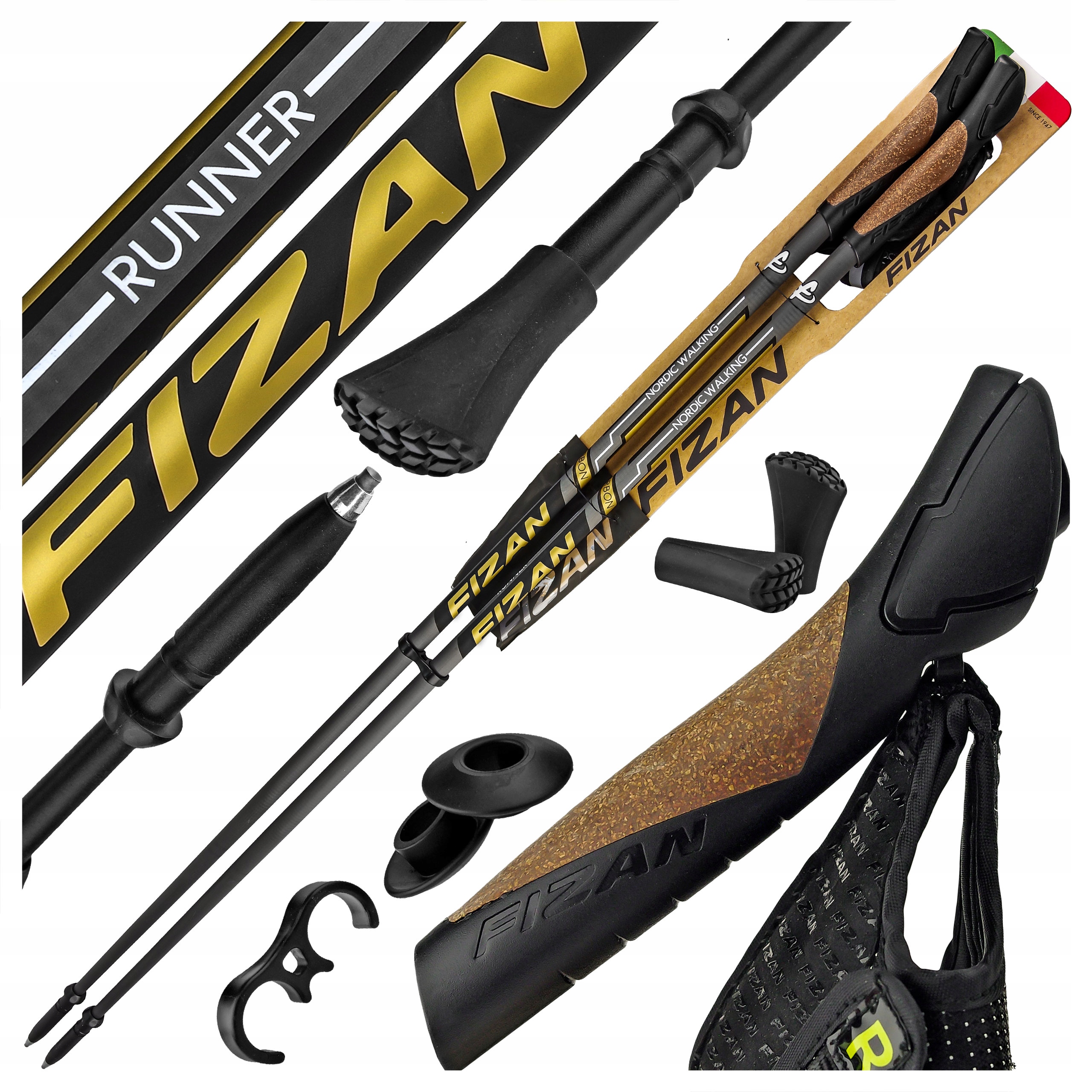 Kije Kijki Nordic Walking Fizan Runner Carbon Karbonowe Do Chodzenia 115 cm