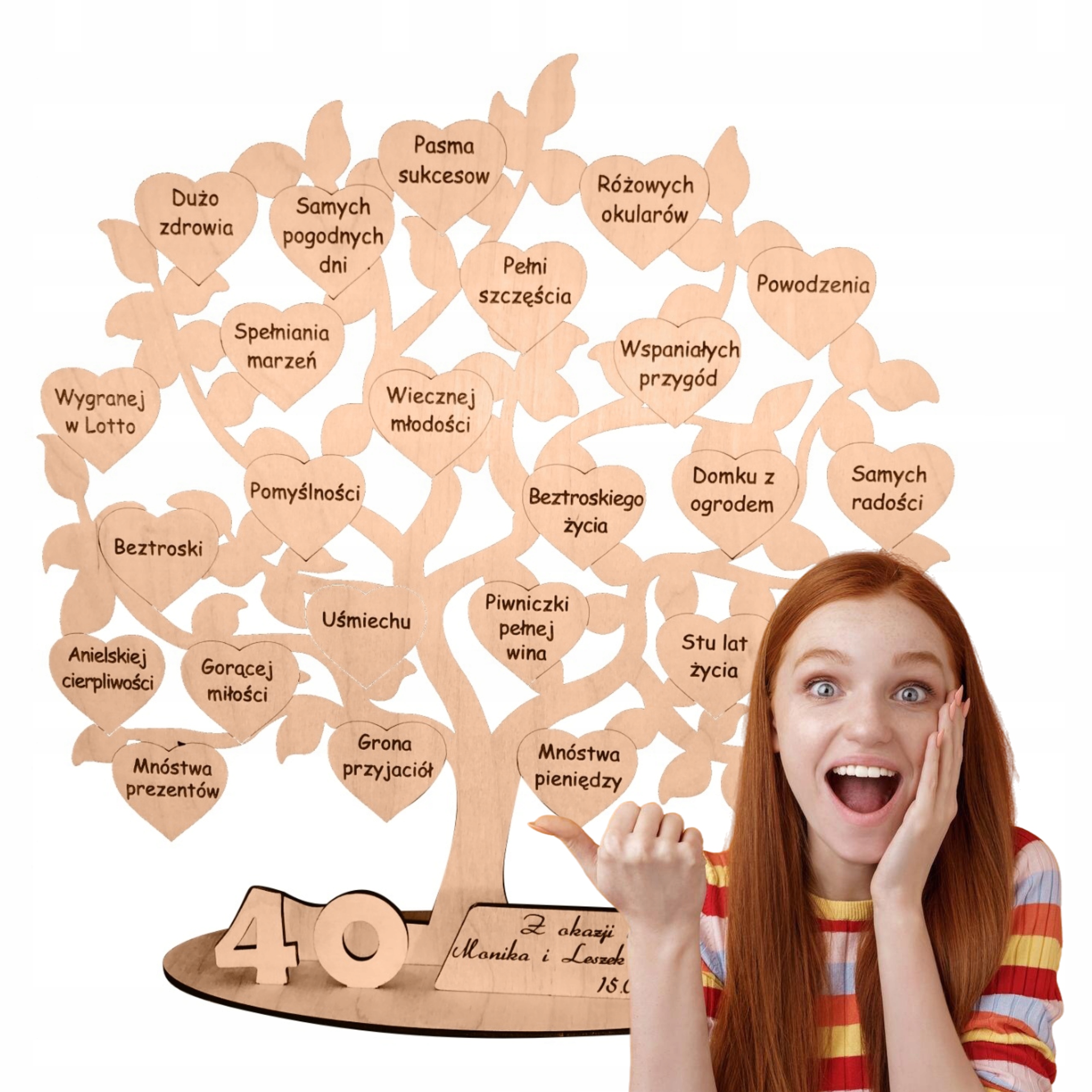 40. narozeniny, čtyřicítka, gravírovaný strom