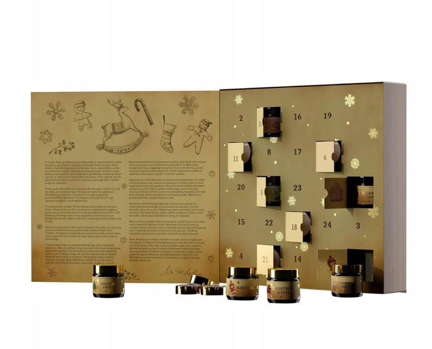 Адвент-календарь Christmas Story в форме книги, 24 соевые свечи в стекле и чайные свечи — фото 7