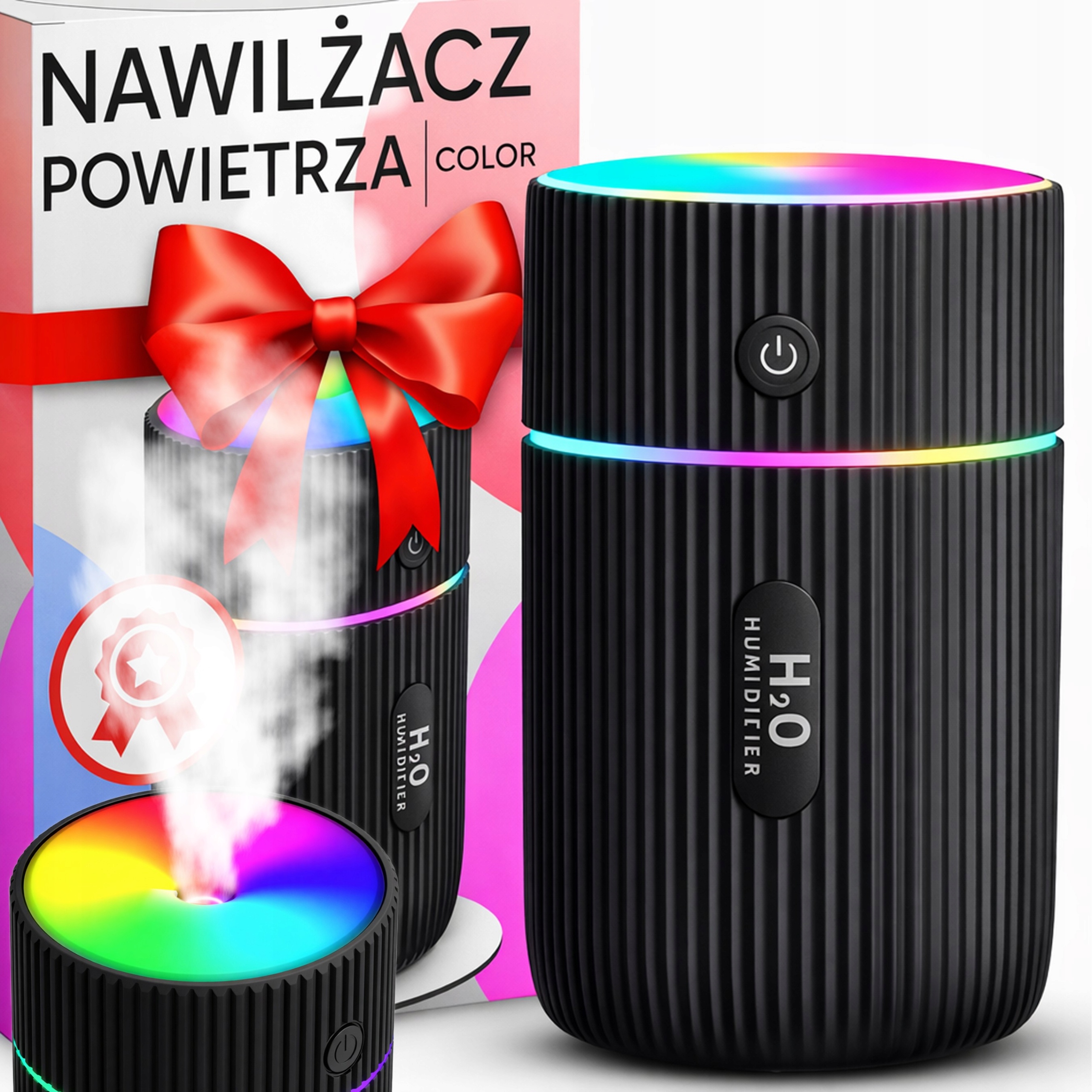 NAWILŻACZ POWIETRZA SAMOCHODOWY DYFUZOR ZAPACHOWY USB LAMPKA NOCNA RGB
