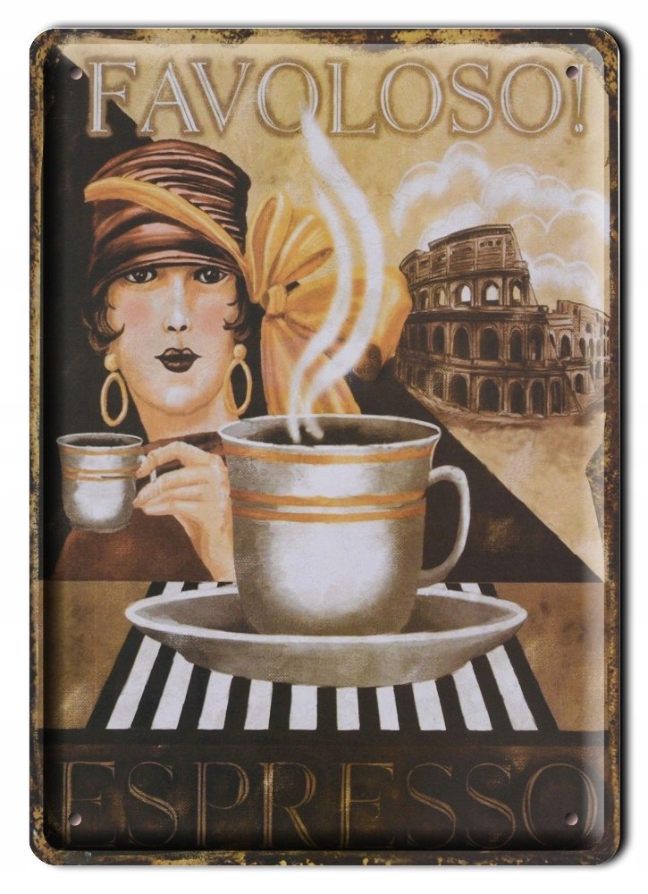 Kawa Plakat Metalowa Szyld Vintage Retro #00436