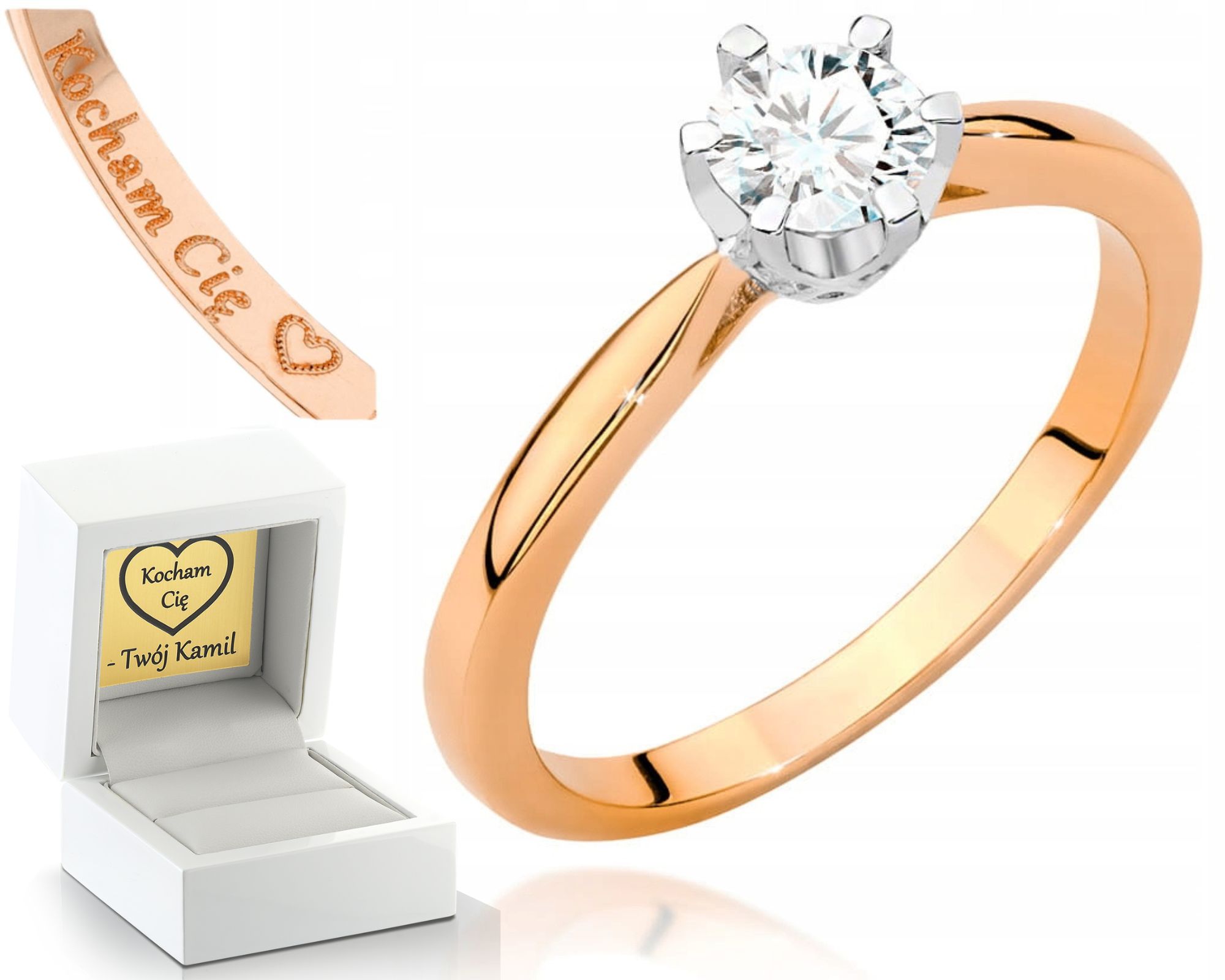 Růžové Zlato Prstýnek Diamant Obchod 585 Gravírování