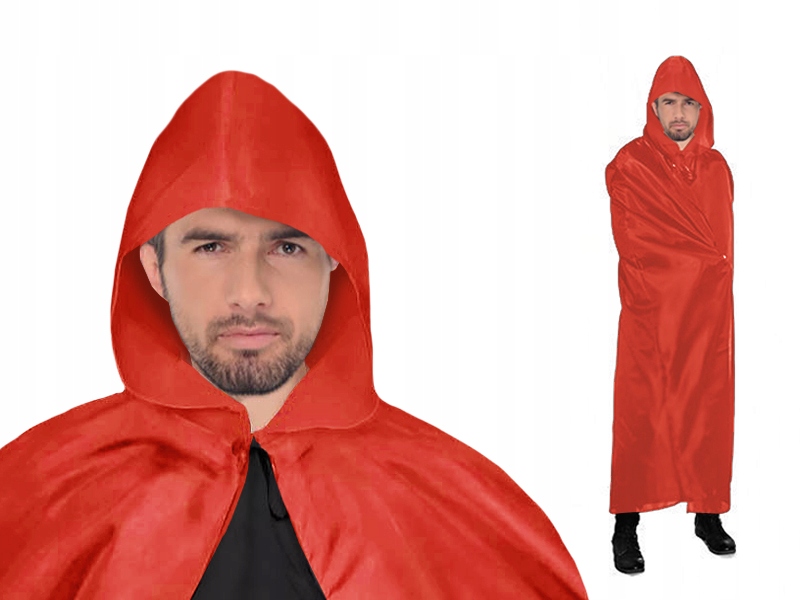 PELERYNA Z KAPTUREM STRÓJ CZERWONA 132cm