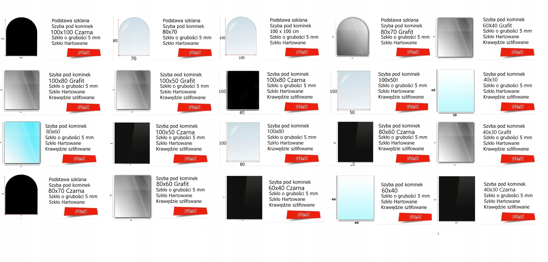 Szyba Hartowana Pod Kominek Piecyk 80x60 cm CZARNA EAN (GTIN) 5904326321915