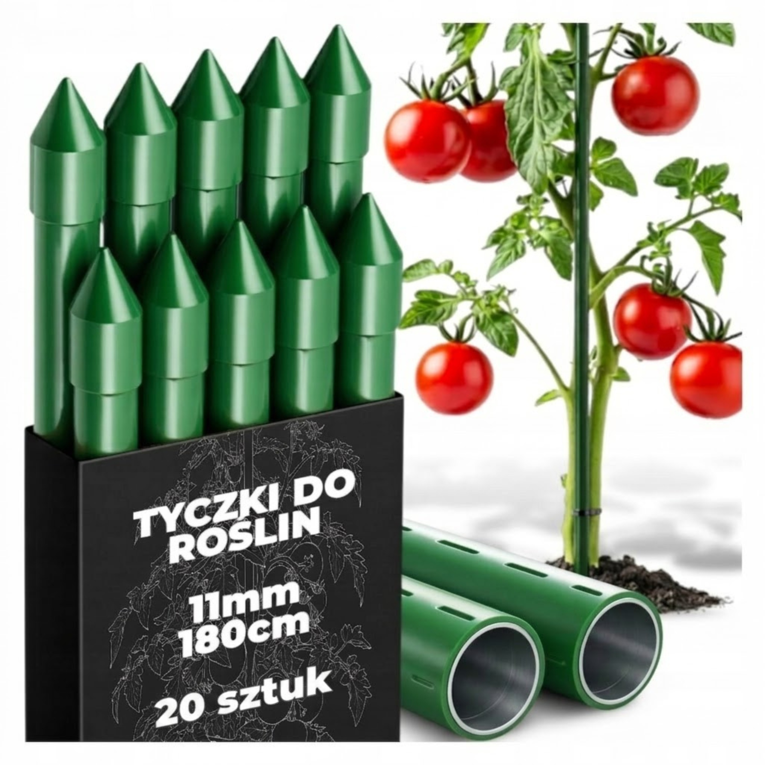TYCZKI DO POMIDORÓW 180cm 20szt PALIK DO ROŚLIN OGÓRKÓW PODPORA STALOWA