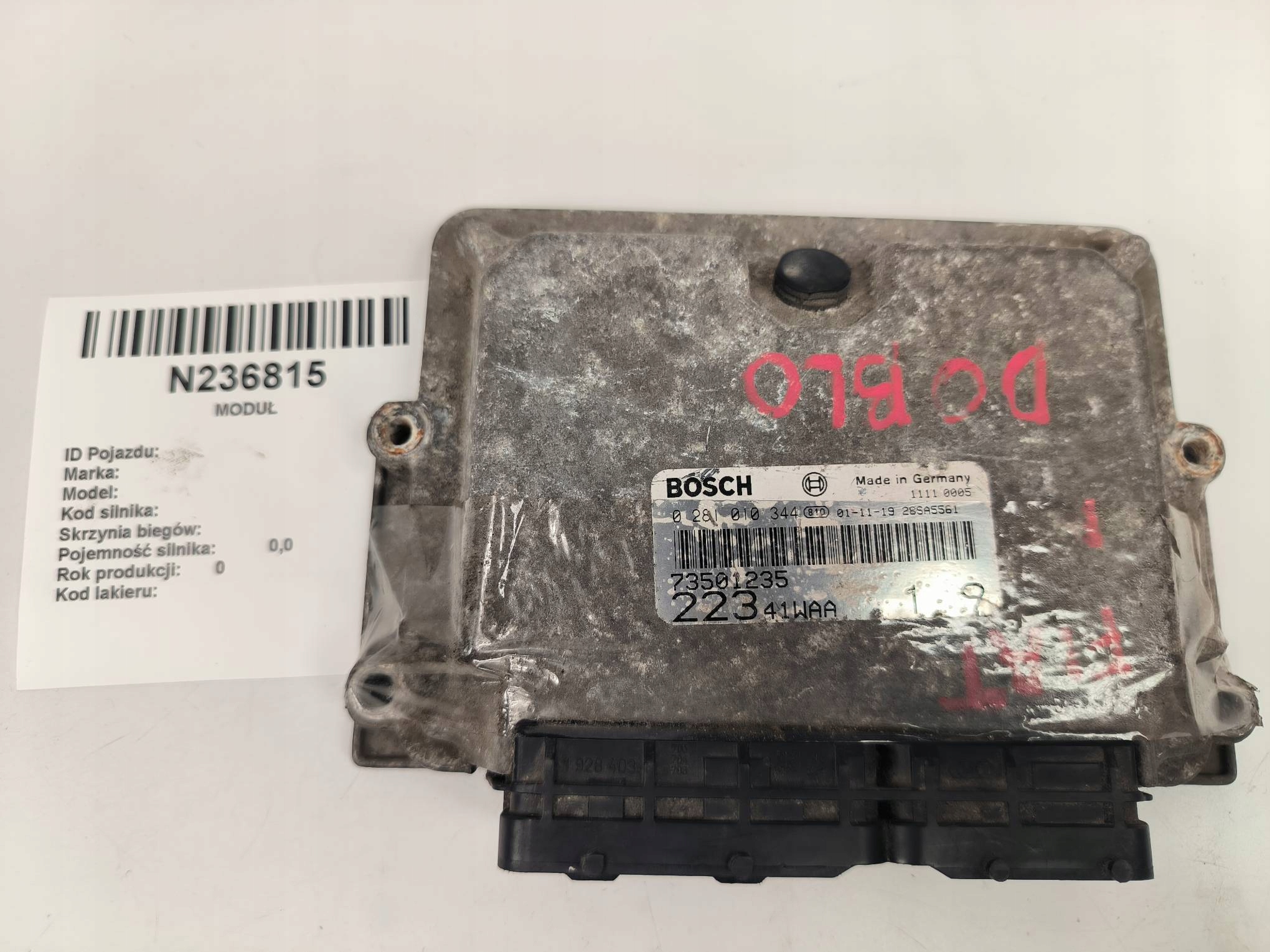 computer Motore ECU 0281010344 1.9 JTD FIAT DOBLO