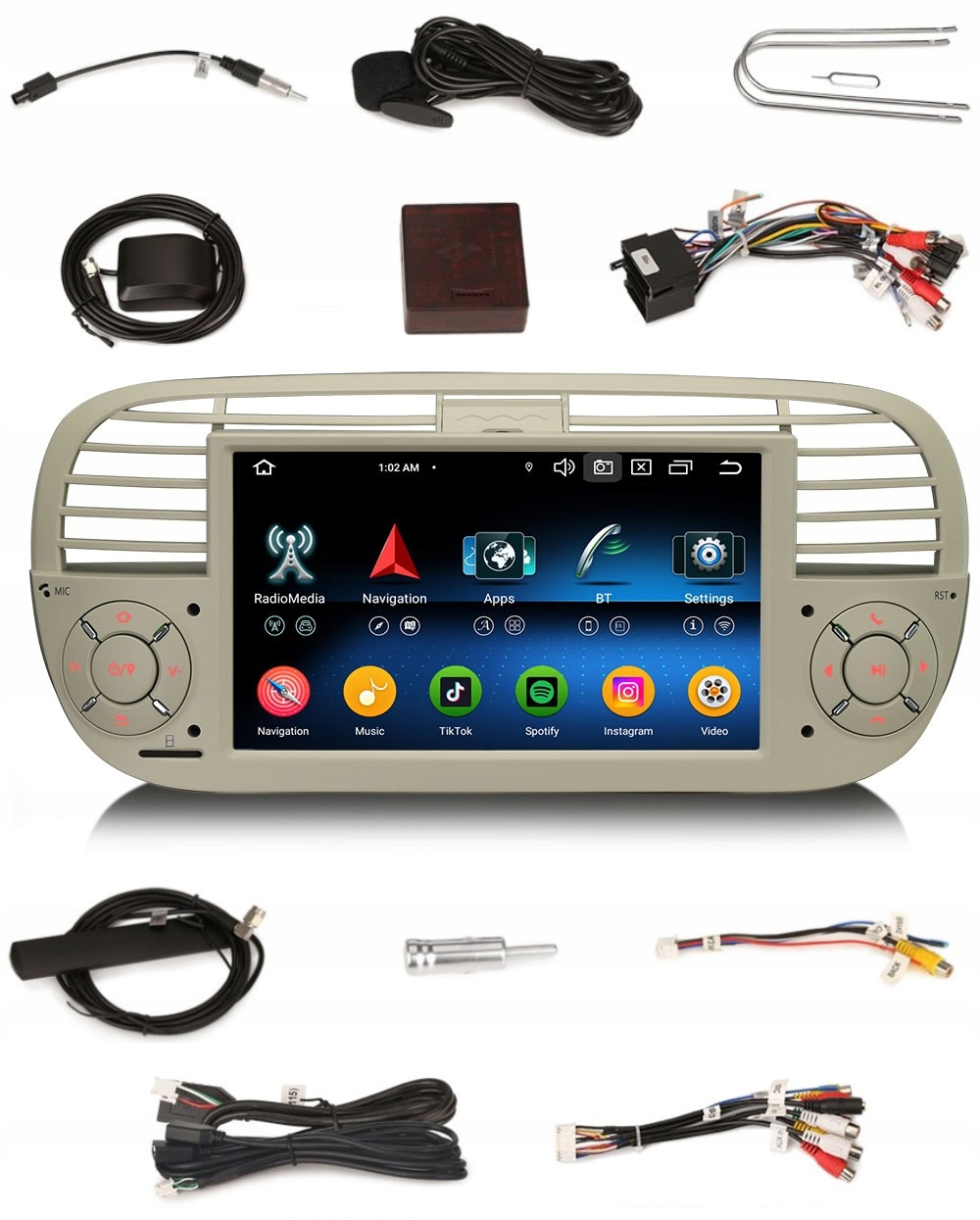 Rádio 2DIN Navigace Android Fiat 500 500C 500E 4/64 Gb Dsp Carplay Lte