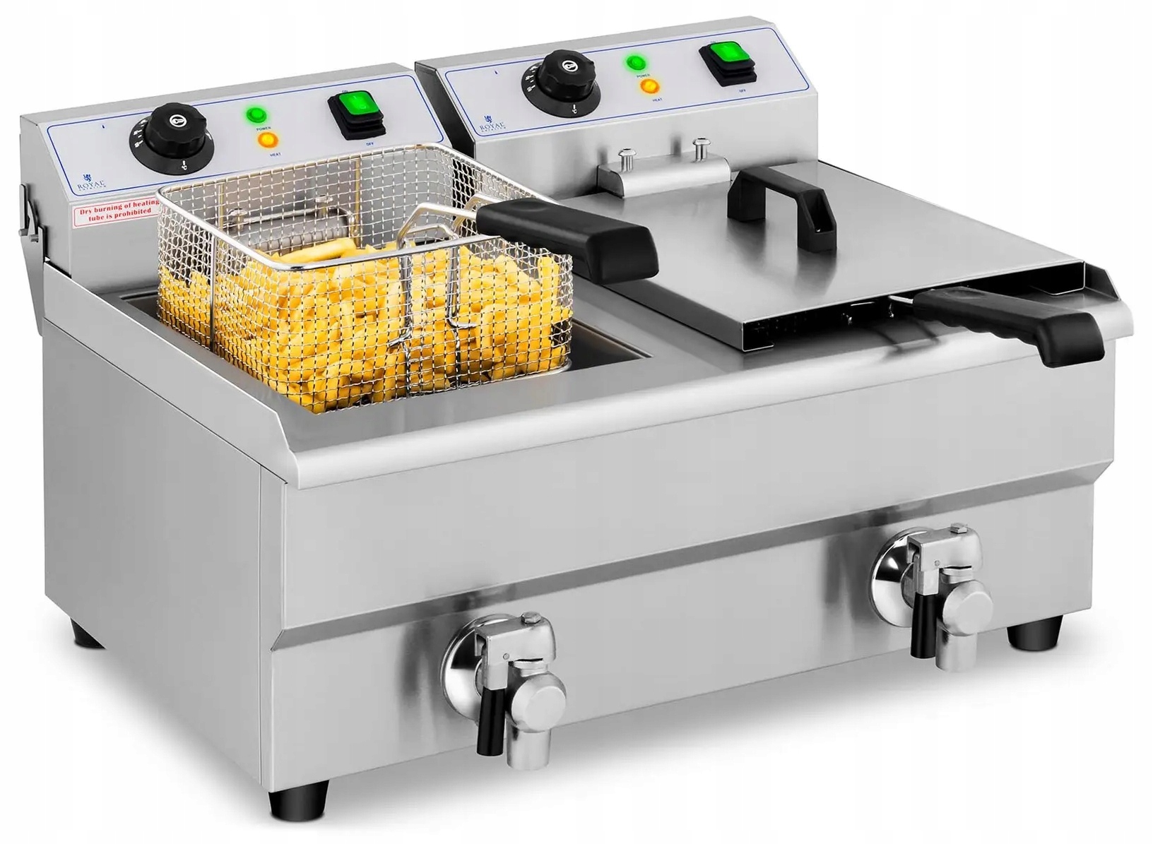 Elektrická fritéza 2x10 l s vypouštěcím kohoutem 230 V Royal Catering Rcef 10DB