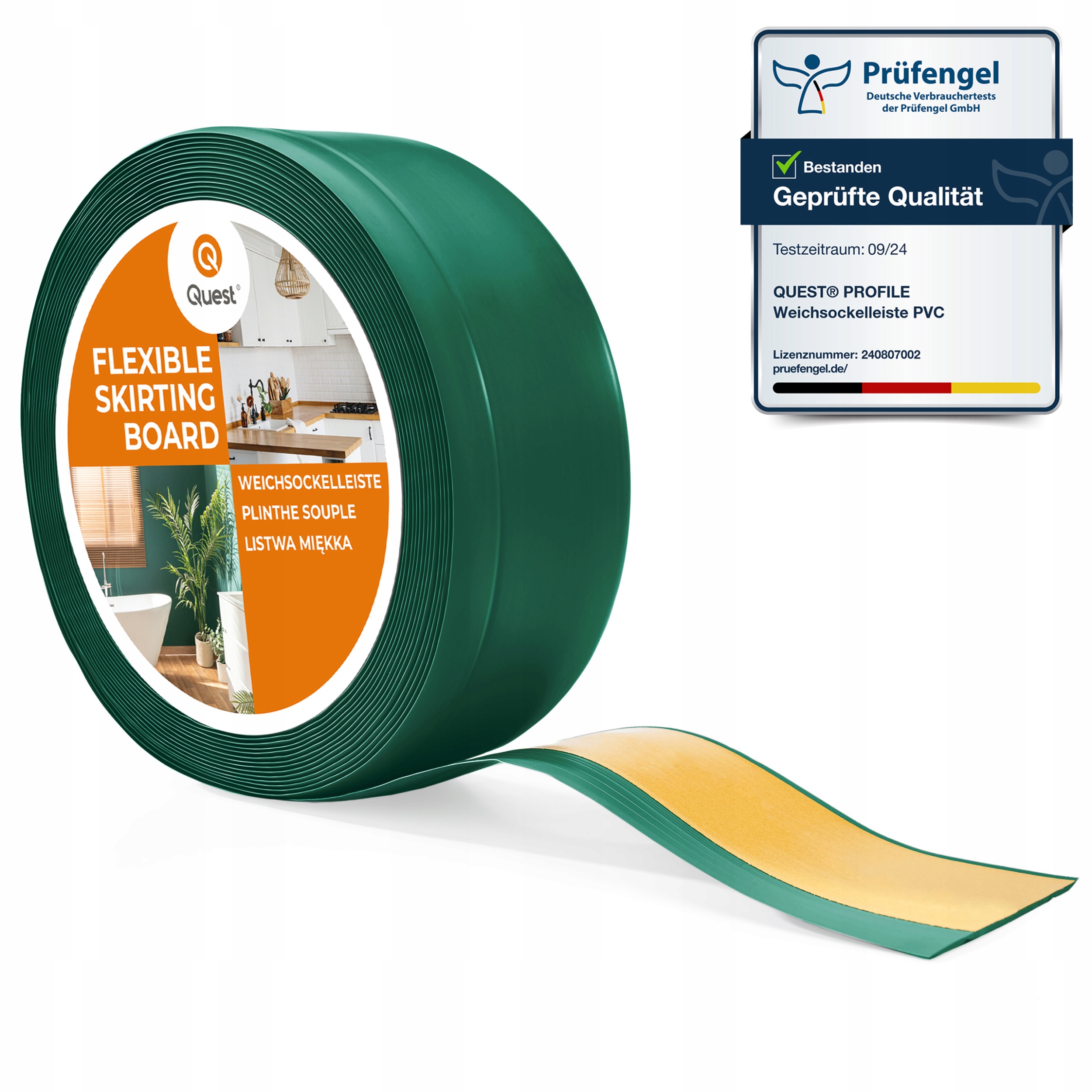 Podlahová lišta Pvc samolepiaca, soklová, 70/20 mm zelená, 20 m