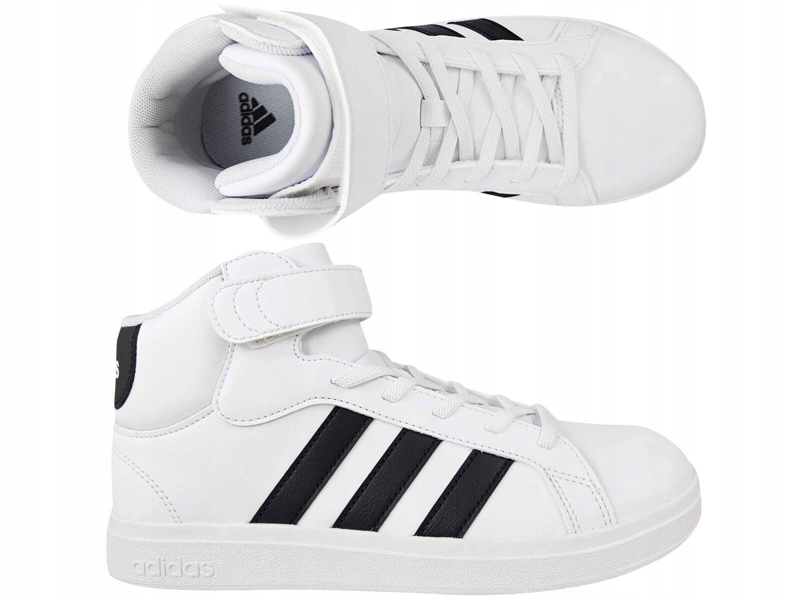 Adidas Grand Court MID IE3862 Buty Damskie Trampki Na Rzepy Gumki Białe