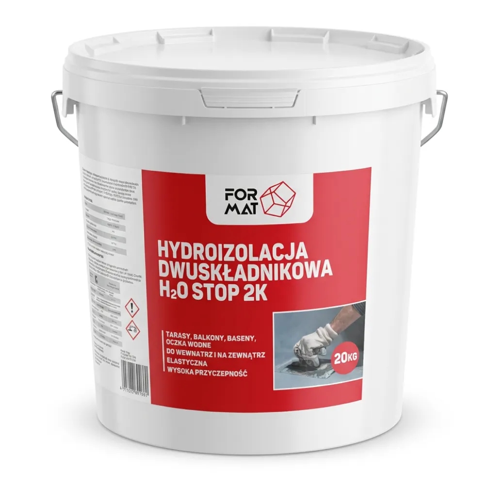 Hydroizolacja Dwuskładnikowa Szlam Szary H2O Stop 2K 20KG Formatzone