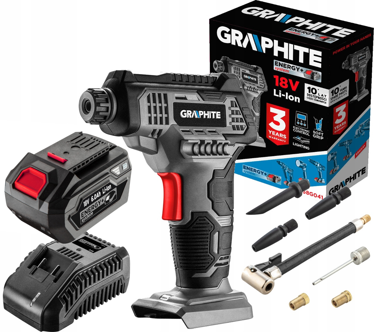 

Kompresor Akumulatorowy Graphite 58G041 18V +6Ah