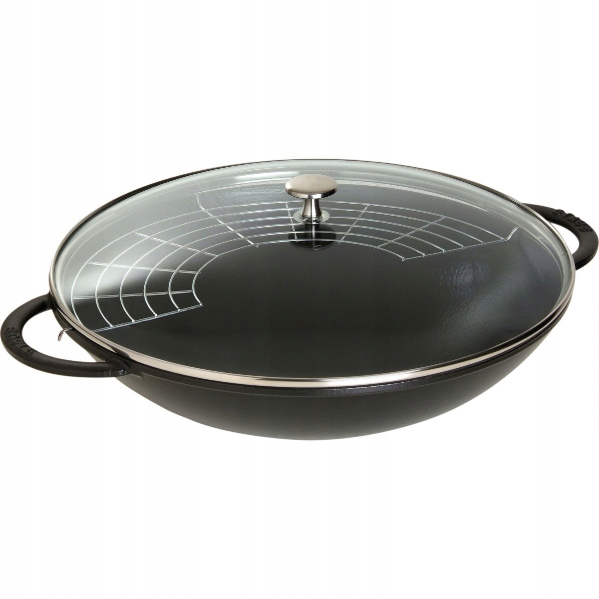 Liatinový wok s pokrievkou 37 cm, čierny Staub