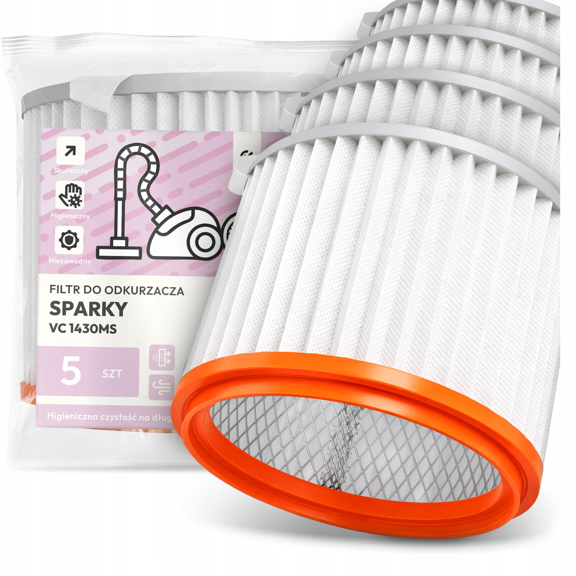 5 x Vzduchový Filtr pro vysavač Sparky VC 1430MS Omyvatelný Filtr Em-w