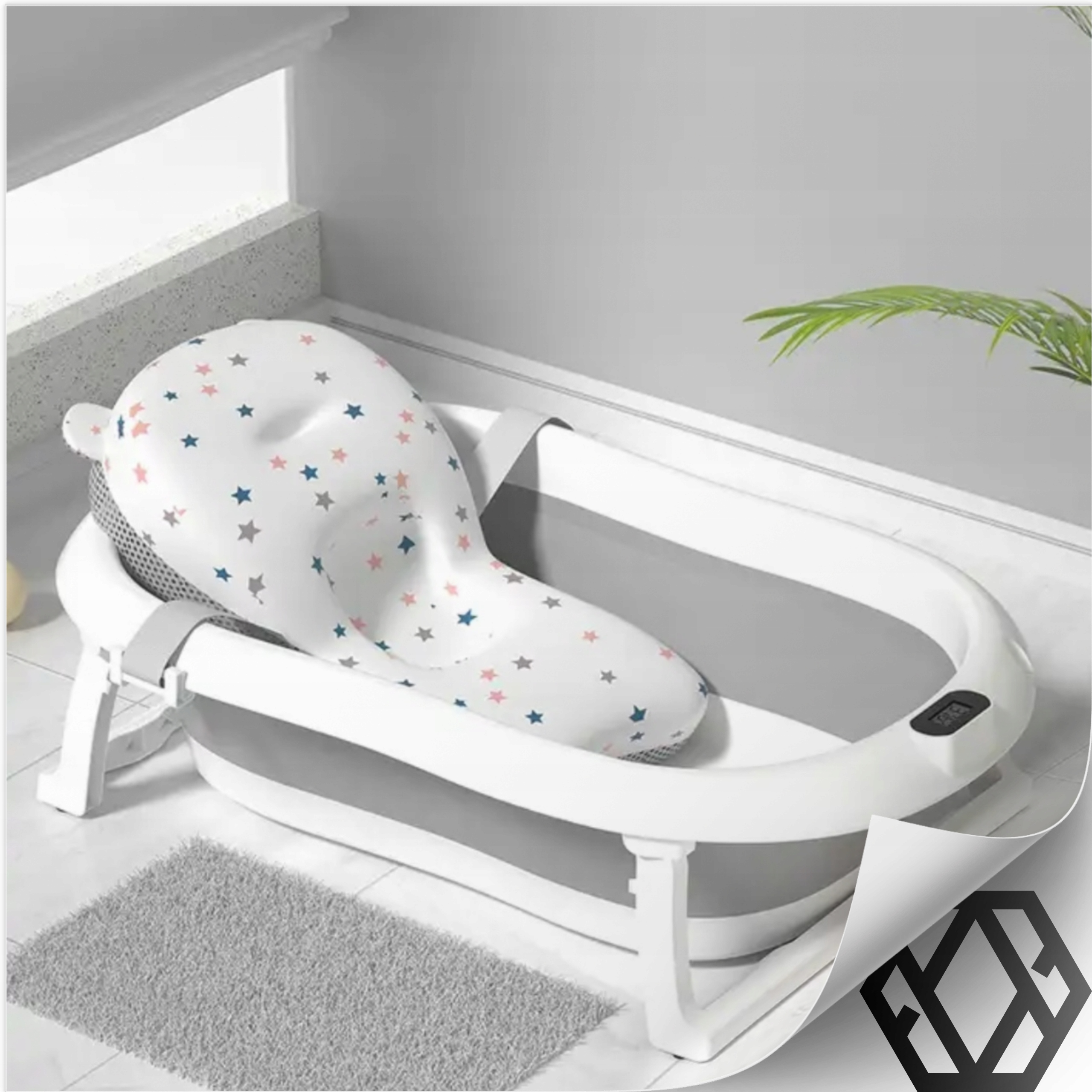 KŪDIKIO VONELĖ SULANKSTOMA KŪDIKIO TERMOMETRAS LCD PAGALVĖ Produkto plotis 41 cm