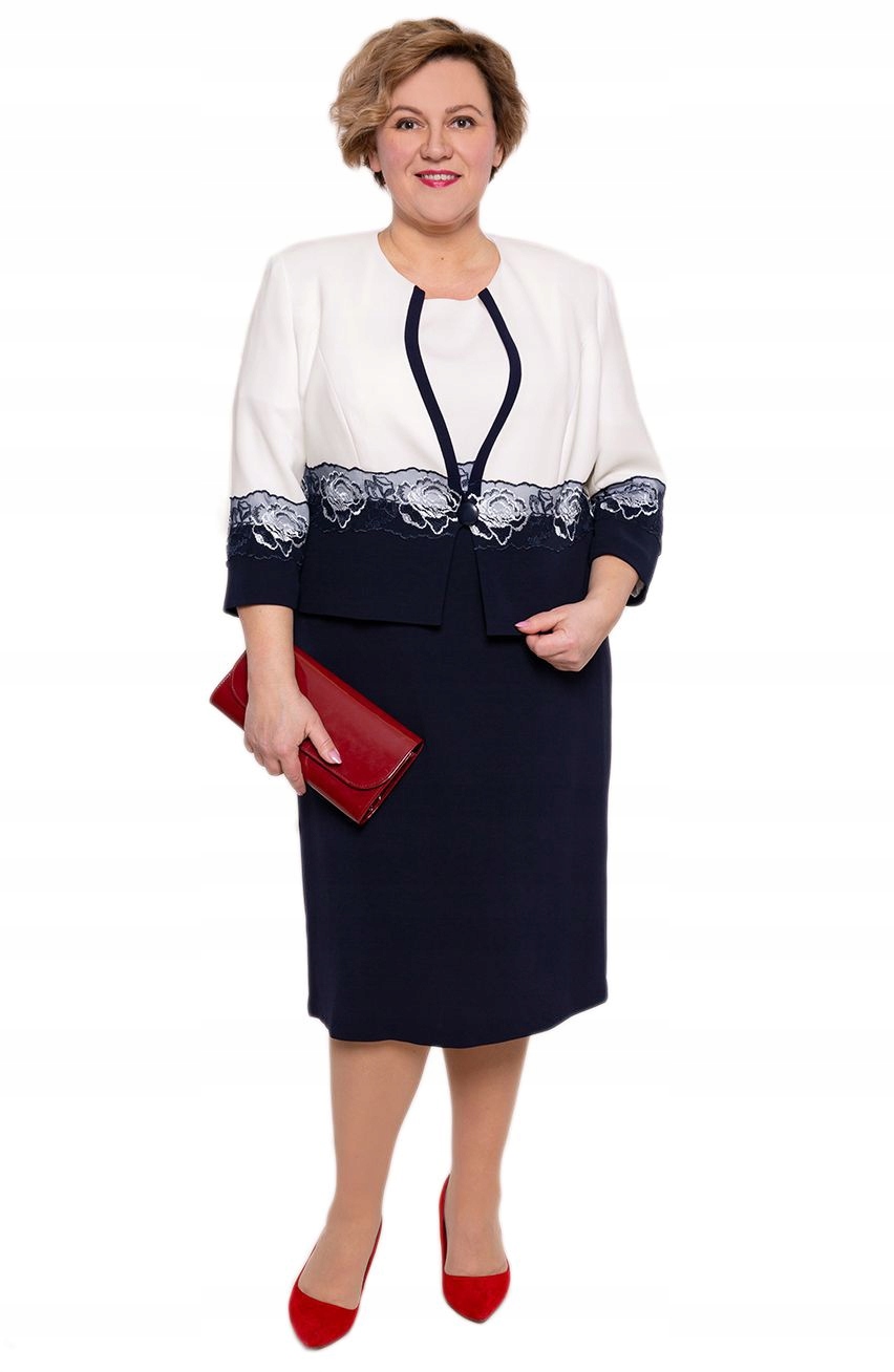 Elegantní tmavě modrá sukně s růžemi, velikost 46