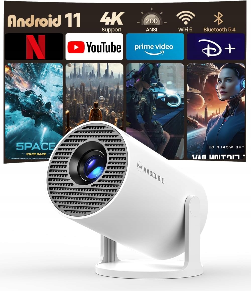PROJEKTOR RZUTNIK MAGCUBIC HY300 PRO 2026 NOWA WERSJA ORYGINALNY SMART TV