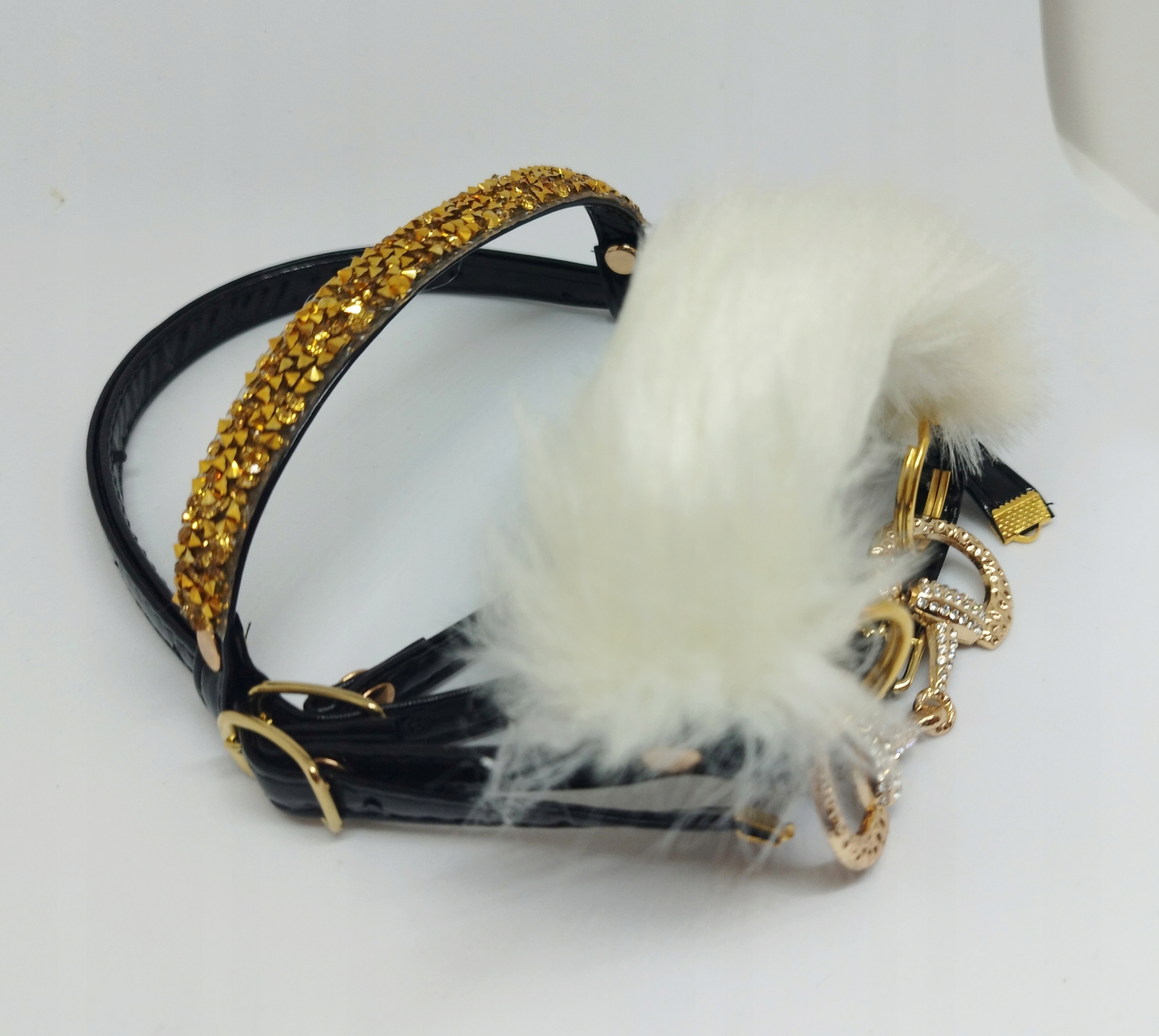 Ogłowie dla hobby horse A4 z futerkiem, diamentowy naczółek Rozmiar 0