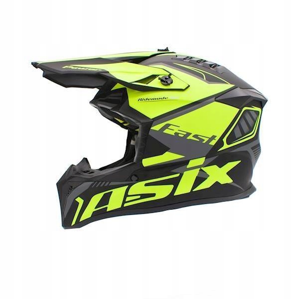 Kask Asix Motocyklowy Junior Dziecięcy Cross Atv Enduro Limonkowy M